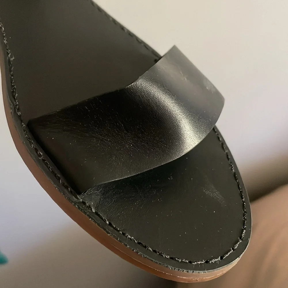 Madewell Women’s The Boardwalk Ankle Strap Black Leather Sandals Size 8.5 - Picture 10 of 11